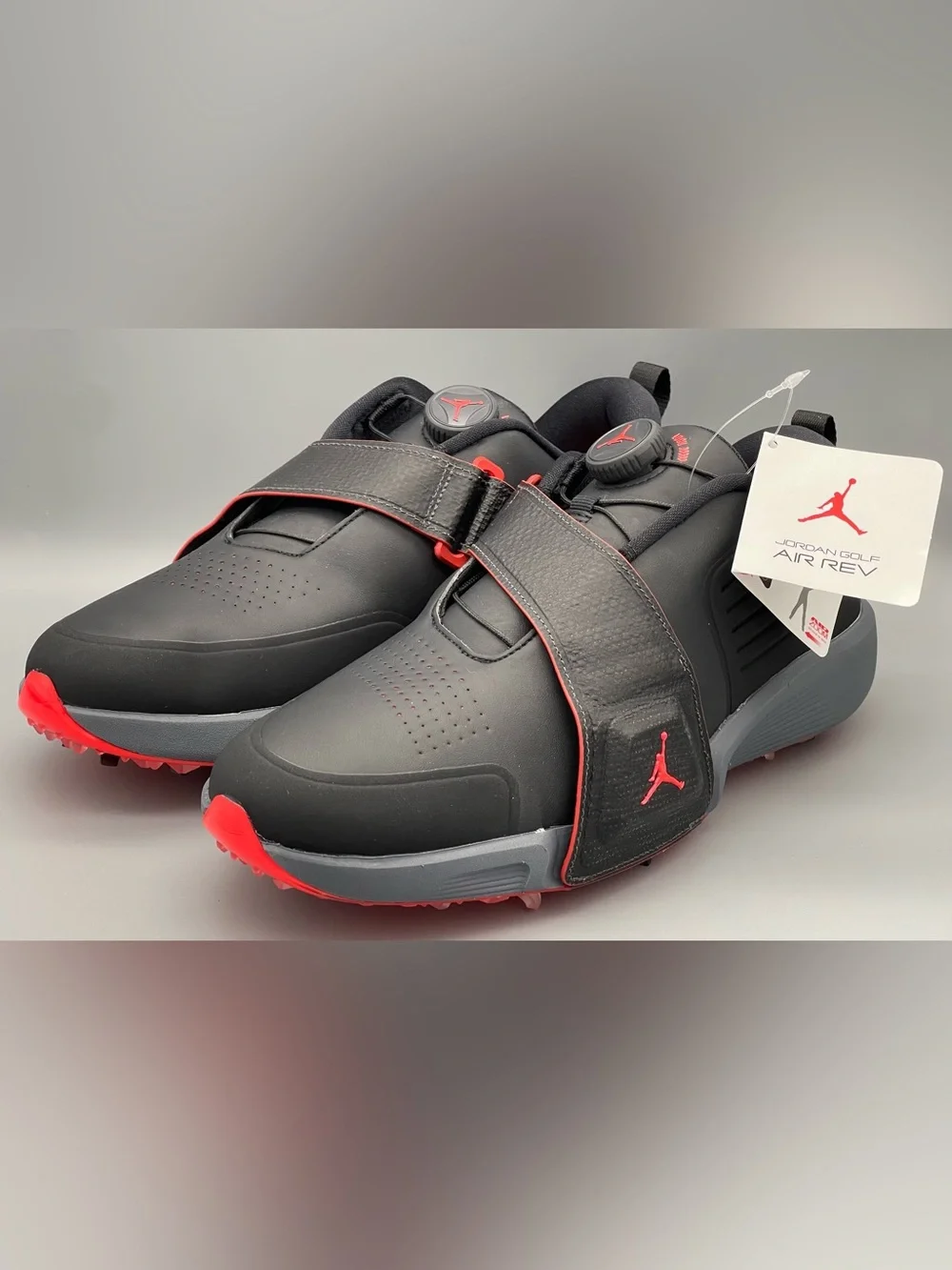 Air Jordan Rev Golf Shoes Spikes Black Red Infrared FV6338-001 Mens Size 9 NEW